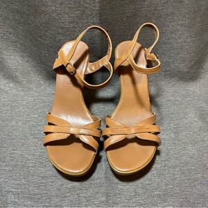 Faux leather brown strappy heel
